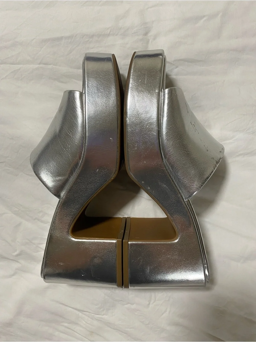 Dream Pairs Silver Platform Slide Mules